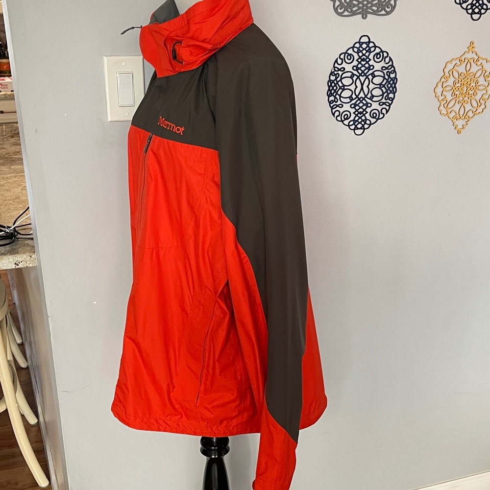 Marmot Men's Orange and Dark Gray Raincoat - Picture 3 of 9